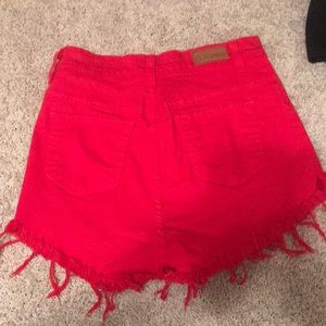High waisted distressed jeans